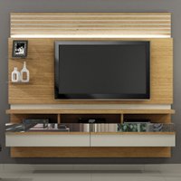 Painel Para TV Napoles Cinamomo E Off White Até 65 Polegadas Com 2 Portas Basculantes E 3 Nichos ValdeMóveis