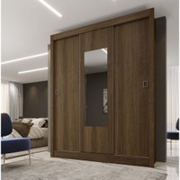 Roupeiro Canada Imbuia Com Espelho Benetil Móveis