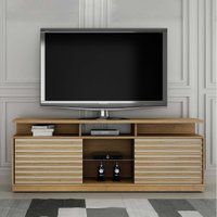 Rack Roma Cinamomo E Off White Para TV Até 70 Polegadas Com 2 Portas, 1 Prateleira E 3 Nichos Valdemóveis