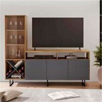 Rack Luz Candian Noronha com Grafite com Adega JCM