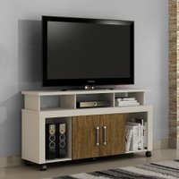 Rack Espanha Off White E Ipê Para TV Até 47 Polegadas Valdemóveis