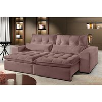 Sofá 2 Lugares Retrátil e Reclinável Máximo 2.10m Veludo Rose Móveis Mix