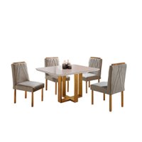 Conjunto Sala de Jantar 4 Lugares em Madeira Maciça Paris Mesa Quadrada Móveis Mix