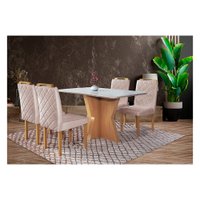 Conjunto Sala de Jantar Cristal Mesa e 4 Cadeiras Móveis Mix