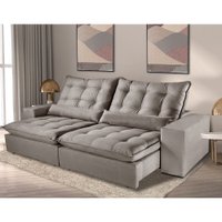 Sofá 2 Lugares Retrátil e Reclinável 2.10m Luana Suede Móveis Mix