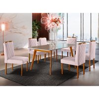 Conjunto Sala de Jantar 6 Lugares Mesa Slim e Cadeiras Móveis Mix