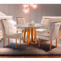 Conjunto Sala de Jantar Natalle Mesa Redonda 100 cm e 4 Cadeiras Moveis Mix