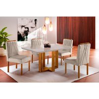 Conjunto Sala de Jantar em Madeira Maciça Lisy 4 Lugares Mesa e Cadeiras Móveis Mix