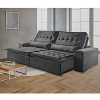 Sofá 3 Lugares Retrátil e Reclinável Elegance 2.30m Veludo Móveis Mix