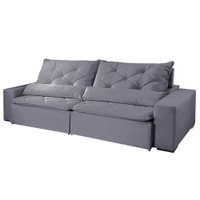 Sofá 5 Lugares Retrátil e Reclinável Infinity 2.90m Veludo Cinza Profundo - Móveis Mix