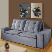 Sofá Larissa 3 Lugares Retrátil Reclinável 2.30m Suede Mundial Estofados