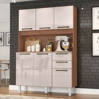 Armário de Cozinha Completa Compacta 6 Portas 2 Gavetas 1,20m Pop Nature / Off White Zanzini