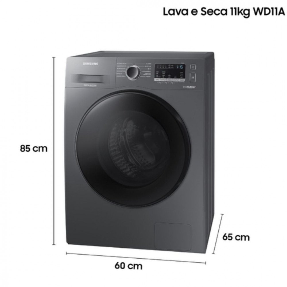 Lava e seca Samsung WD11A4453BX em acabamento inox
