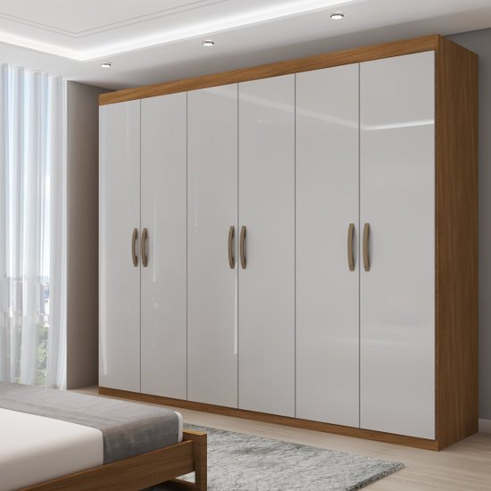 Guarda-Roupa Casal Vaticano 6 Portas 2 Gavetas - Bege