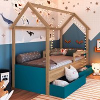 Cama Infantil Montessoriana 2 Gavetas - Azul