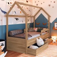 Cama Infantil Montessoriana 2 Gavetas - Marrom