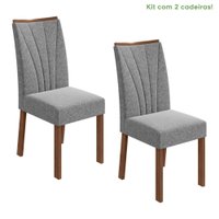 Conjunto 2 Cadeiras Estrutura MDF/MDP Apogeu Móveis Lopas Imbuia/Linho Cinza