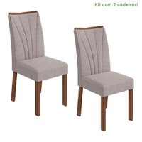 Conjunto 2 Cadeiras Estrutura MDF/MDP Apogeu Móveis Lopas Imbuia /Linho Rustico