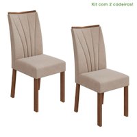 Conjunto 2 Cadeiras Estrutura MDF/MDP Apogeu Móveis Lopas Imbuia /Veludo Creme
