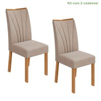 Conjunto 2 Cadeiras Estrutura MDF/MDP Apogeu Móveis Lopas Amêndoa /Veludo Creme