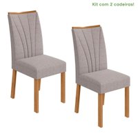 Conjunto 2 Cadeiras Estrutura MDF/MDP Apogeu Móveis Lopas Amêndoa/Linho Rustico