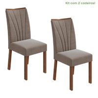 Conjunto 2 Cadeiras Estrutura MDF/MDP Apogeu Móveis Lopas Imbuia/Suede Animale Bege