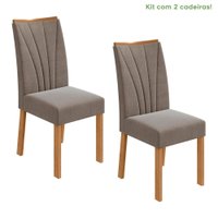 Conjunto 2 Cadeiras Estrutura MDF/MDP Apogeu Móveis Lopas Amêndoa/Suede Animale Bege