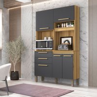 Armário de Cozinha 5 Portas 2 Gavetas Dubai Sallêto Móveis Carvalho com Grafite