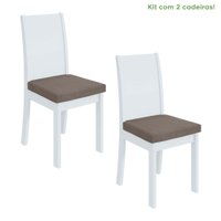 Conjunto 2 Cadeiras Estrutura MDF/MDP Athenas Móveis Lopas Branco/Suede Animale Bege