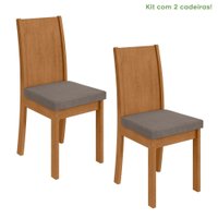 Conjunto 2 Cadeiras Estrutura MDF/MDP Athenas Móveis Lopas Amêndoa/Suede Animale Bege