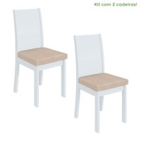 Conjunto 2 Cadeiras Estrutura MDF/MDP Athenas Móveis Lopas Branco/Linho Rinzai Bege