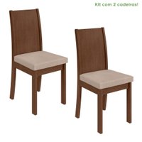 Conjunto 2 Cadeiras Estrutura MDF/MDP Athenas Móveis Lopas Imbuia /Veludo Creme