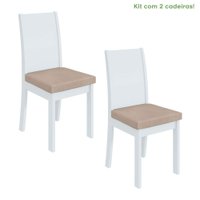 Conjunto 2 Cadeiras Estrutura MDF/MDP Athenas Móveis Lopas Branco/Veludo Creme