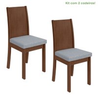 Conjunto 2 Cadeiras Estrutura MDF/MDP Athenas Móveis Lopas Imbuia/Linho Cinza Claro