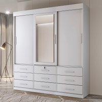 Roupeiro Vision 9 Gavetas Com Espelho, escala De Brilho Fosco, Benetil Branco