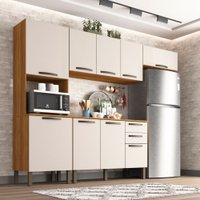 Cozinha Compacta Valencia 4 Peças 9 Portas 2 Gavetas Salleto Moveis Cinamomo com Off White