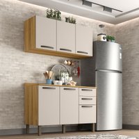 Cozinha Compacta Valencia 2 Peças 6 Portas 2 Gavetas Salleto Moveis Carvalho/Off White