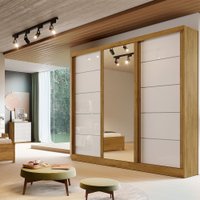 Guarda Roupa Capri com 3 Portas de Correr com Espelho Bianchi Rovere e Off White