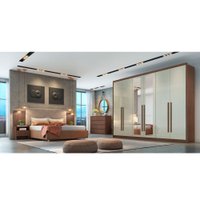 Guarda Roupa C/ Espelho 6 Portas 6 Gavetas Robust Novo Horizonte Cacau Fendi