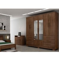 Guarda Roupa C/ Espelho 6 Portas 6 Gavetas Encant Novo Horizonte Cacau