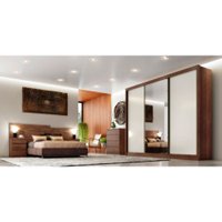 Guarda Roupa Casal 3 portas 8 Gavetas Espelho Spazzio Novo Horizonte Cacau Fendi