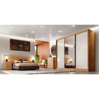 Guarda Roupa Casal 3 portas 8 Gavetas Espelho Spazzio Novo Horizonte Cumaru Fendi