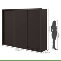 Guarda Roupa Casal 3 Portas 6 Gavetas Spazio Móveis Lopas Preto/Amendoa