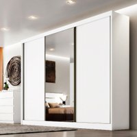 Guarda Roupa Casal 3 portas 8 Gavetas Espelho Spazzio Novo Horizonte Branco