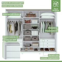 Guarda Roupa Casal 3 Portas 6 Gavetas Spazio Móveis Lopas Branco