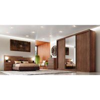 Guarda Roupa Casal 3 portas 6 Gavetas Espelho Spazzio Novo Horizonte Cacau