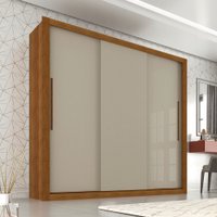 Guarda Roupa Casal 3 Portas 4 Gavetas Panamá Sallêto Móveis Cinamomo com Off White