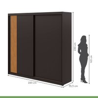 Guarda Roupa Casal 2 Portas 4 Gavetas Velaris Móveis Lopas Preto/Amendoa