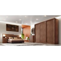 Guarda Roupa 3 Portas de Correr 8 Gavetas Spazzio Novo Horizonte Cacau