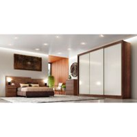Guarda Roupa 3 Portas de Correr 8 Gavetas Spazzio Novo Horizonte Cacau Fendi